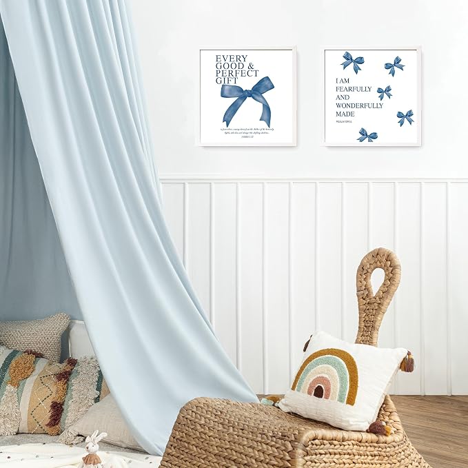 LARTSFRO Coquette Navy Blue Bow Wall Art Decor Posters, Navy Blue Bow Room Bedroom Bathroom Dorm Wall Art Decor Aesthetic for Teen Girls Gifts, Inspirational Bible Verses Bow Wall Decor, 10x10 Inch Set of 4 Pcs Bow Pictures (UNFRAMED)