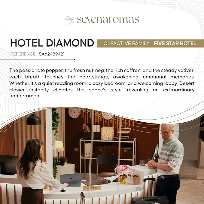 SevenAromas Hotel Diamond | 145ml 5oz Hotel Scent Diffuser Oil | Five Star Hotel | Bergamot, Rose & Iris | Luxury Waterless Aromatherapy