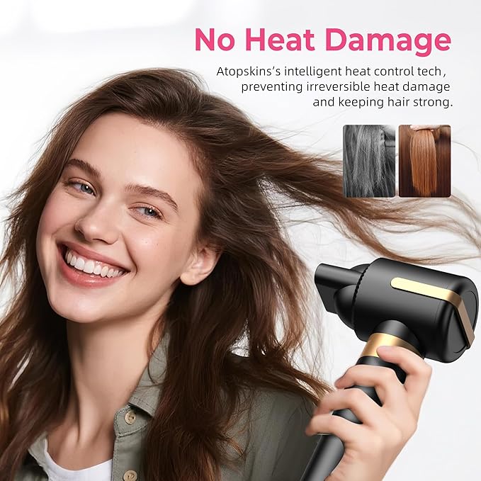 Atopskins Blow Dryer Brush, 7 in 1 Hair Dryer Hot Air Brush 110,000 RPM with Negative Ion Hair Styler for Fast Drying Straightening Curling Voluming
