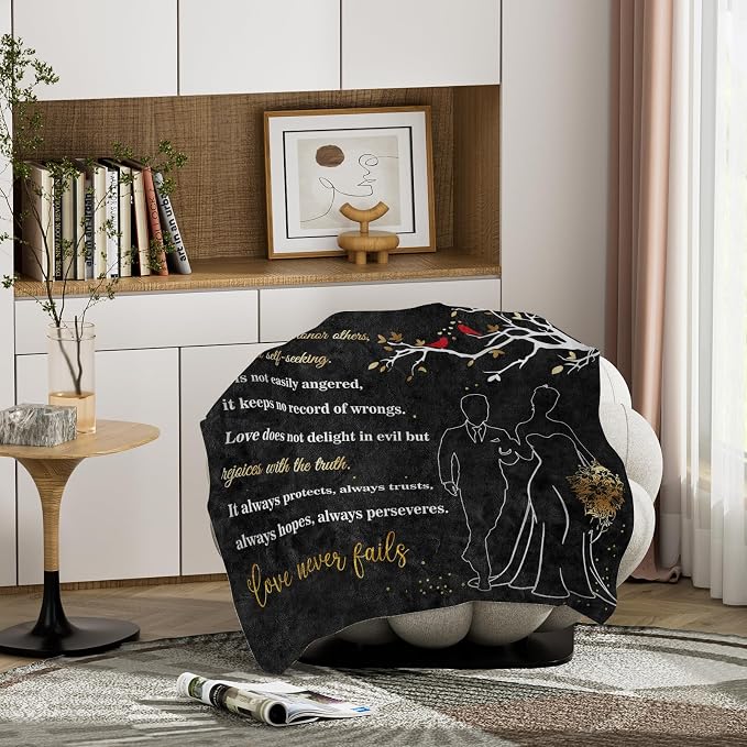 Wedding Gifts for Couples, Bridal Shower Gifts for Bride to Be Soft Blanket | Anniversary Mr and Mrs Gifts, Wedding Gifts for Newlyweds Wedding Throw Blanket 60*80 Inch (Black)