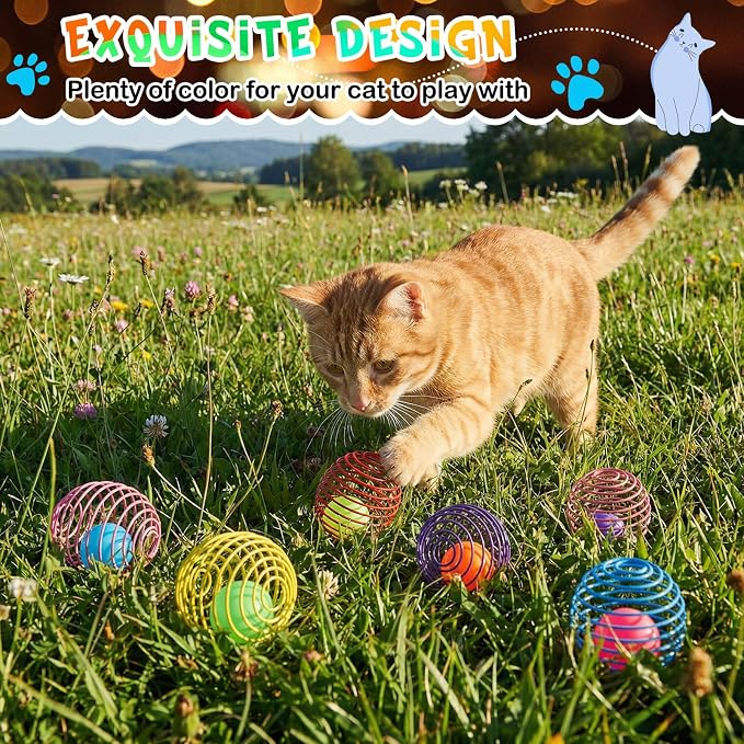 Jecery 5 Pcs Cat Toys Spring,Glow Ball,Multicolor