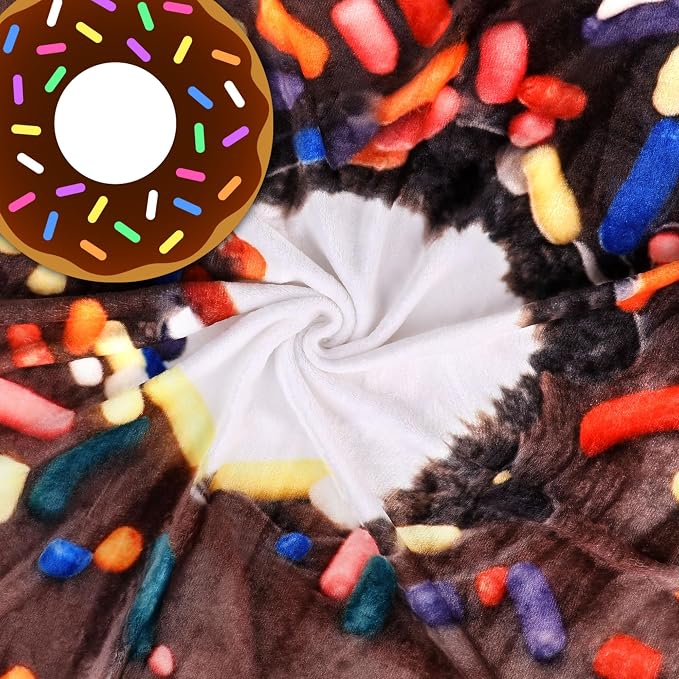 SeaRoomy Chocolate Donut Blanket, Realistic Funny Food Blanket, 60 in | White Elephant Gifts, Gag Gifts For Teen Boys & Girls, Novelty Christmas Birthday Presents, Double Sided, Soft Flannel