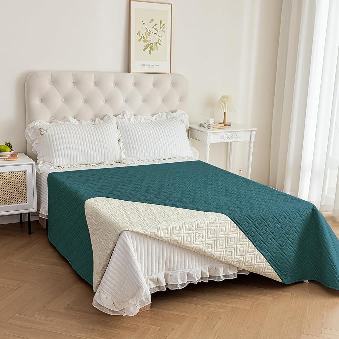 2026 Waterproof Bed Sofa Blanket (68"x82") Comfy Couch Sofa Mat for Dog Pets with Anti-Slip Back, Universal Incontinence Lightweight Liner Pad for Furniture Car Picnic etc Durable Washable, Teal Green