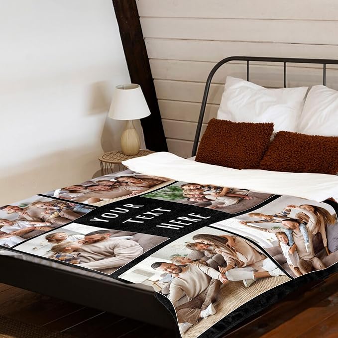 Funny DIY Custom Blanket Customize Photos Blanket Personalized Blankets with Picture Text Customized Christmas Valentines Day Birthday Gifts for Couple Boyfriend Girlfriend Him Her Men Women Dad Mom