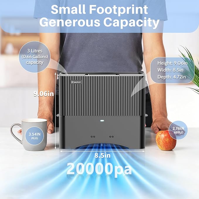 Touchless Vacuum Automatic Dustpan, 20Kpa Suction, Compact Baggless Design | Ultra Fast Hair Vacuum for Salons Pet Hair Food Dirt Home Kitchen, Corded Space-Saving Electric Canister Vacuum Cleaner