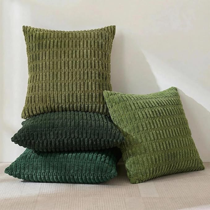 Fancy Homi 4 Packs Decorative Throw Pillow Covers for Living Room Couch Bed, Modern Farmhouse Boho Home Décor Accent Cushion Case, 24" x 24", Green Series