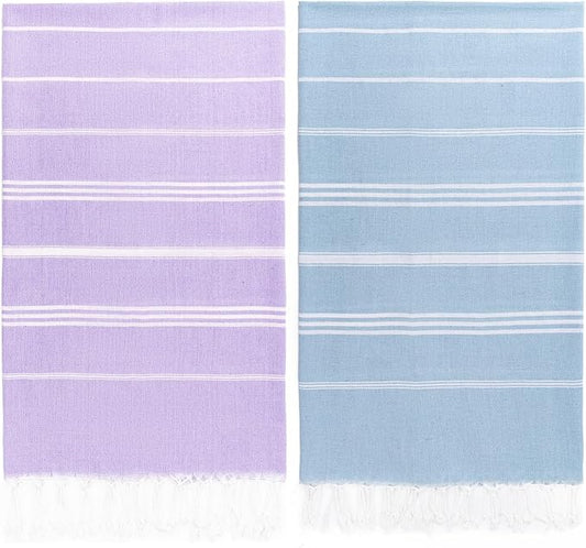 Aegero 2 Packs Turkish Beach Towel, 36"x71" Quick Dry Sand Free Oversized Bath Pool Swim Towel, Lightweight Travel Turkish Towels Vacation Essentials