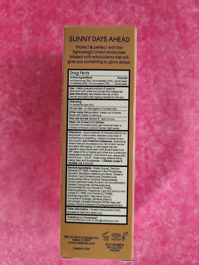 Winky Lux White Tea Tinted Moisturizer SPF 30 - Buildable Coverage with Facial SPF, Lightweight Sunscreen for Face, Naturally Radiant Finish, Long Lasting Coverage with Vitamin E, Medium