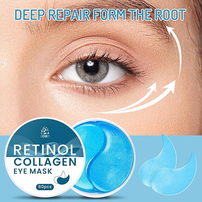 Revitalizing Under Eye Patches, 30 Pairs Brightening & Smoothing Eye Gels with Retinol, Collagen, Hyaluronic Acid, Hydrating Cooling Anti Aging Under Eye Masks for Dark Circles, Puffiness & Fine Lines