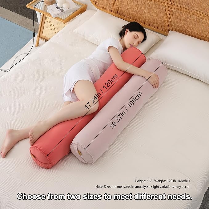 Body Pillow for Adults,Long Round Pillow,Big Cylindrical Pillow,Large Full Bolster Pillows for Side Sleepers (Coral Peach, 47.24"*7.87")