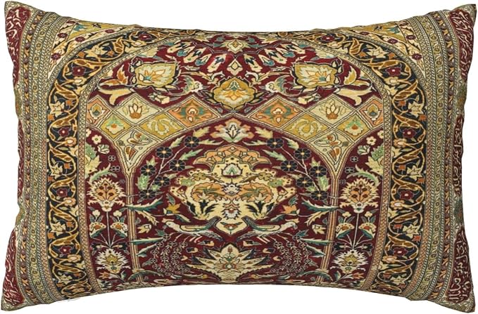 Hereke Turkish Antique Silk Rug Print Pillow Covers Decorative Lumbar Throw Pillowcase 12x20 Inch Couch Cushion Cover for Home Decor Living Room Bedroom College Dorm Bed Car Sofa