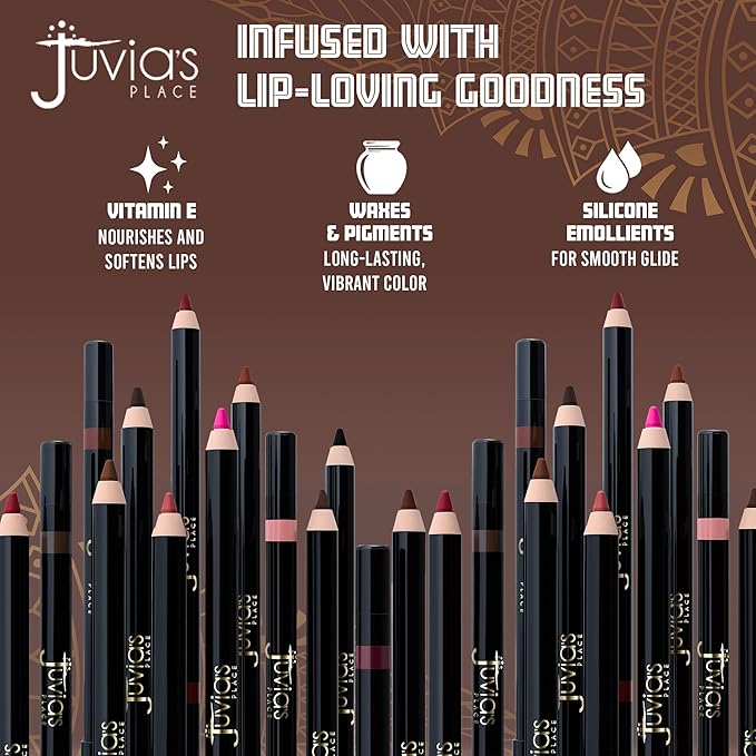 Juvia's Place Long Wear Lip Pencil – Mocktail – Waterproof & Kiss-proof, Long Lasting Lip Liner, Smooth Makeup Application - Soft Matte Finish Base for Lipstick - 13 Hours of Wear for Everyday Use