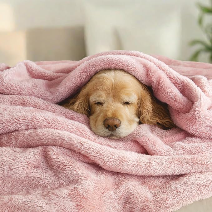 Exclusivo Mezcla Fuzzy Plush Fleece Bed Blanket Queen Size, Dusty Pink | 90x90 Inches, Super Soft and Cozy Bed Blanket, Fluffy Decorative Bedding for Livingroom, Bedroom, All Season