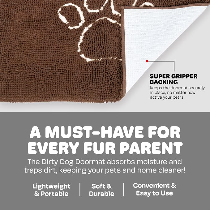 Dog Gone Smart Dirty Dog Doormat - Fast Drying Rug with Super Gripper Backing for Clean Floors - Super Absorbent and Machine Washable Mat for Muddy Paws - Runner Almond | Fast Drying Rug with Super Gripper Backing for Clean Floors - Absorbent Microfibe...