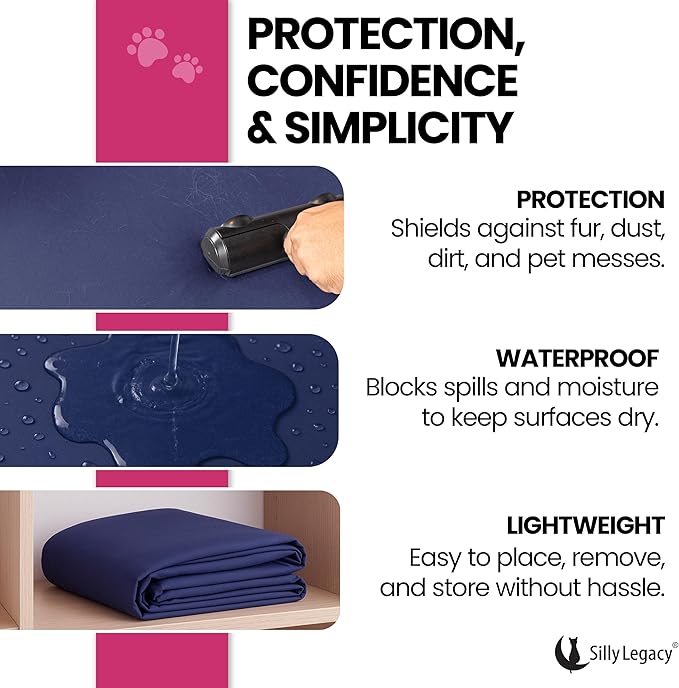 Thin Reversible Waterproof Protective Cover for Bed (Twin Size, 90 x 55 inch), for Pets, Babies; Incontinence, Dirt, Drool