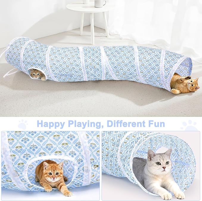 Glittme S-Shape Cat Tunnel, Foldable Cat Tunnels for Indoor Cats