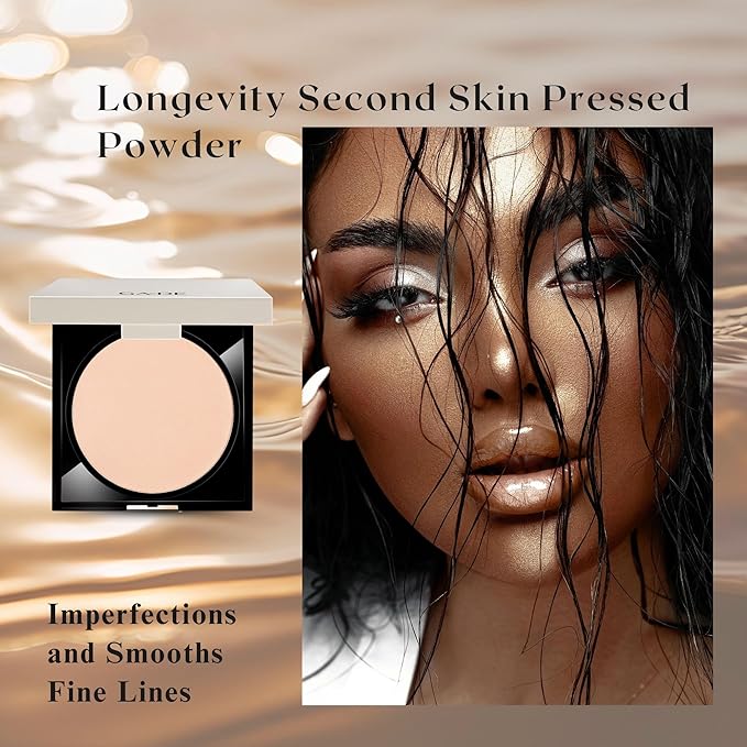 GA-DE Longevity Second Skin Pressed Powder - Face Makeup - Blurs Imperfections and Smooths Fine Lines - 505 Light - 0.39 oz Foundation Powder