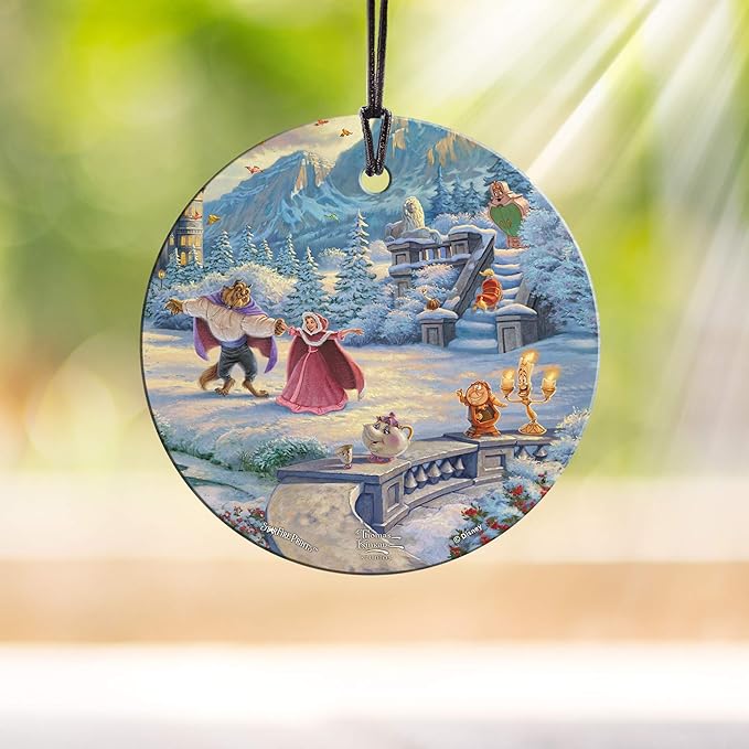 Disney – Beauty and The Beast – Winter Enchantment – 3.5” Starfire Prints Hanging Glass Print Accessory – Ideal for Gifting and Collecting SPCIR1052