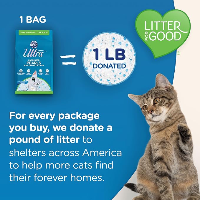 Ultra Pearls Cat Litter - 99.9% Dust Free, Low Tracking, Soft on Paws, Fragrance Free - 5 Lbs.