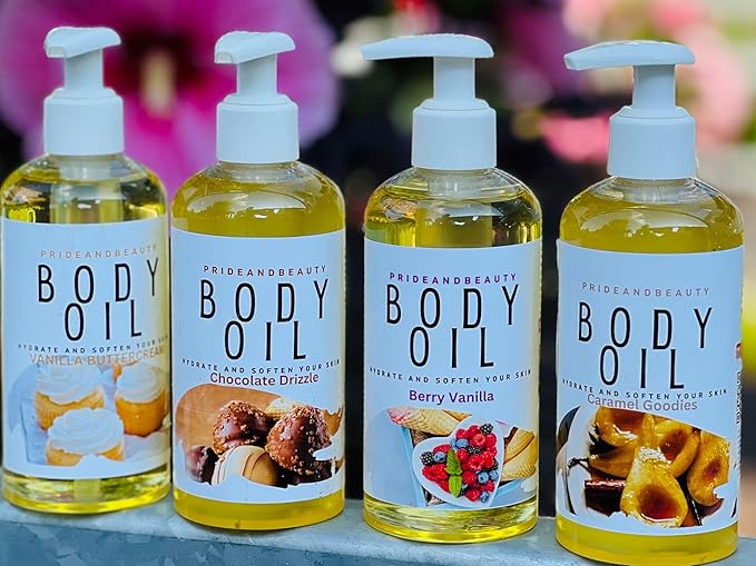 PrideandBeauty After Shower Oil. Skin Hydrating Oil. Body Oil Scented. Body Oils For Women Dry Skin. (Caramelized Pear)