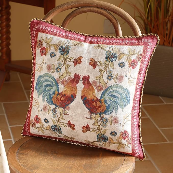 patdrea French Vintage Linen Pillow Cover,18"x18",Set of 2-Townlife A | Decorative Pillow Case with Zipper,Floral Pattern,Pillow Cover for Couch Living Room Bedroom Sofa