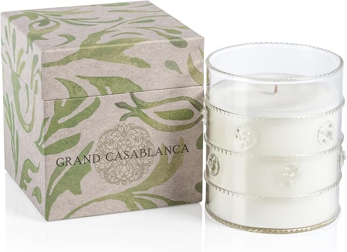 Zodax Grand Casablanca Glass Jar Scented Candle for Home Decor - Single-Wick Candle Ideal for Kitchen and Bathroom - Makes a Great Gift for Women and Men - Wild Tuberose - 12 Oz.