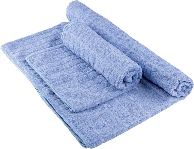 Yoga Mat Towel and Gym Towel Set - 2-Piece Non Slip Set for Hot Yoga, Pilates, and Gym - 72” x 24” Sweat Absorbent and Quick Drying Blanket with Corner Pockets for Mats by Wakeman (Blue)