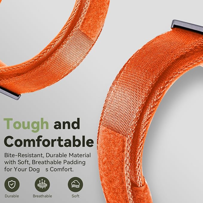2026 Upgrade Waterproof Tactical AirTag Dog Collar, Built in AirTag Holder | Comfortable Control Handle, Quick Release Metal Buckle, Durable 1000D Nylon, For Medium to Large Dogs, Orange,M