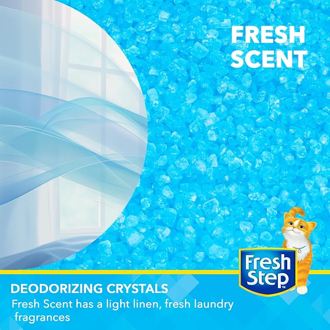 Fresh Step Cat Litter Crystals Deodorizer, Non Toxic Odor Neutralizing Crystals for Litter Boxes that Help Control Smells and Keep Home Areas Fresh, Fresh Scent, 30 Ounce (Pack of 10)