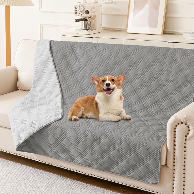 Waterproof Reversible Dog Blanket, Soft Couch Cover for Dogs Washable | Dual-Sided Waterproof Pet Bed Blanket, Resist Stains Spills & Pet Hair, Practical Furniture Protector For Pets, Size 68"x82"