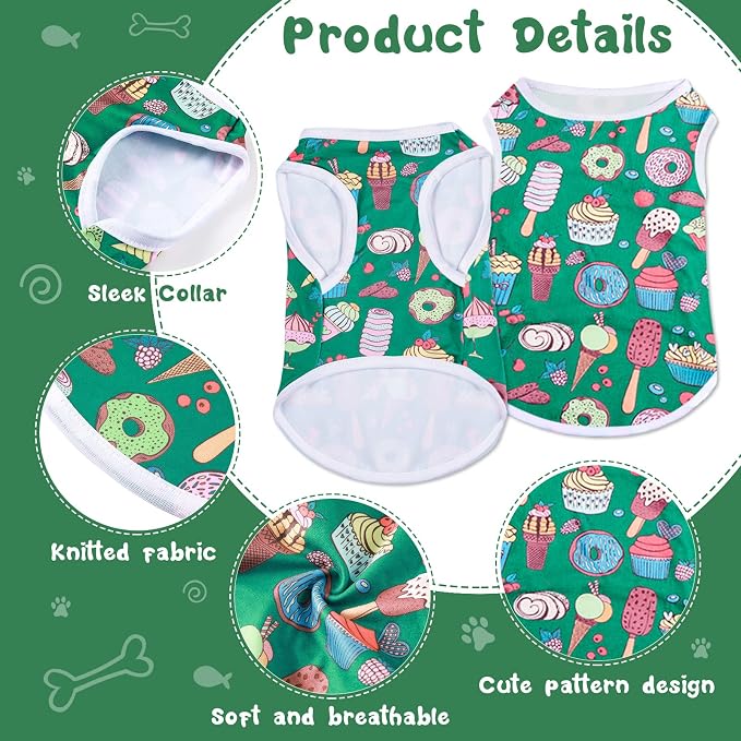 10 Pack Dog Shirts Cute Summer Cartoon Puppy Clothes, Soft Breathable Pet T-Shirts, Printed Sleeveless Washable for Small Medium Dogs Cats(Medium)