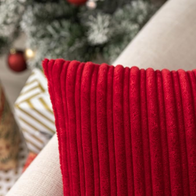 UGASA Velvet Soft Soild Christmas Decorative Pillow Covers for Livingroom/Couch, 16"x16"(40x40cm), 2 Pcs, Burgundy