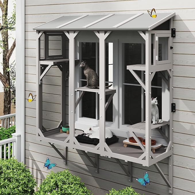 ketive Cat Catio Expandable Window Box Enclosure for Multiple Cats