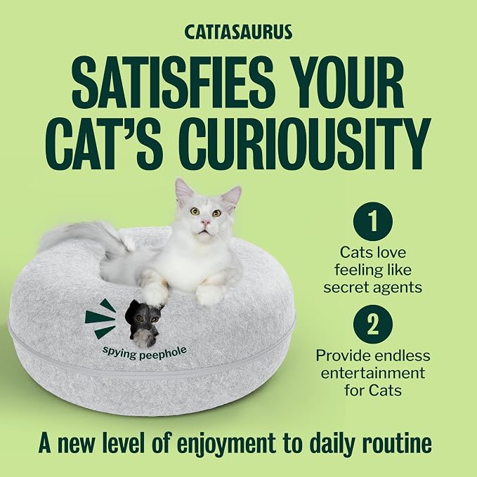 Peekaboo Cat Cave Duo Jumbo Set, Extra Spacious Cat Donut for Multiple & Large Kitty 15+ lbs, Scratch Detachable Cat Beds for Indoor Cats, Washable Cat Tunnel Bed, Best Kitten Toys