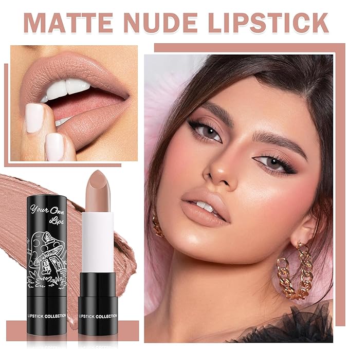 3PCS Matte Nude Lipstick Nude Lip Gloss Non-Stick Cup Velvet Lip Stain Long Lasting Matte Lipstick for Women nude Lip Makeup