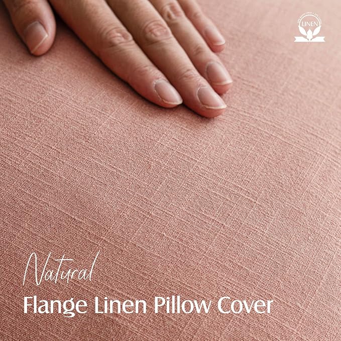 Foindtower Pack of 2, Decorative Linen Solid Throw Pillow Covers Accent Lumbar Cushion Case Boho Farmhouse Pillowcase for Chair Couch Sofa Bedroom Living Room Home Decor 12 x 20 Inch Coral Pink