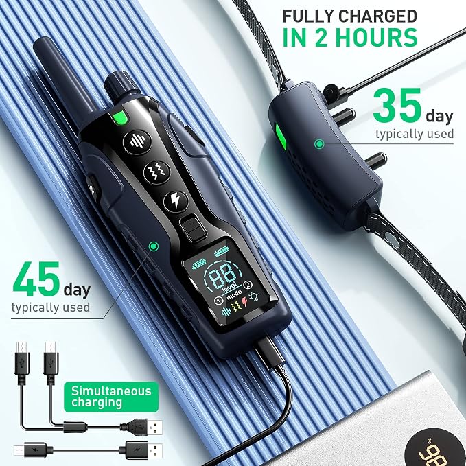 Dog Shock Collar 2 Dogs(15-150lbs) with Flashing Light for Night Walks,4500FT Dog Training Collar Adjustable Pitch Beep(1-8), Vibration(1-16), Safe Shock(1-99), and Keypad Lock