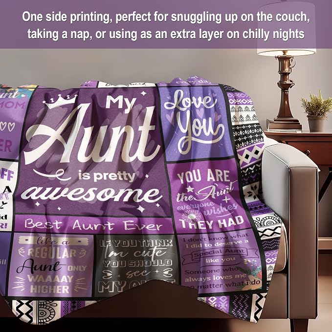 Aunt Gifts, Auntie Gift Ideas, Gifts for Aunt from Niece/Nephew, Auntie Birthday Gift, Soft Throw Blankets 60"X50"