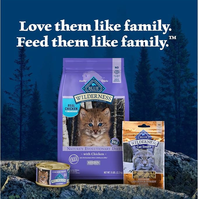 Blue Buffalo Wilderness Chicken Kitten Dry Cat Food, Grain-Free, 2 lb | High Protein, Real Chicken #1 Ingredient, DHA & ARA for Brain and Eye Development, Antioxidant-Rich LifeSource Bits