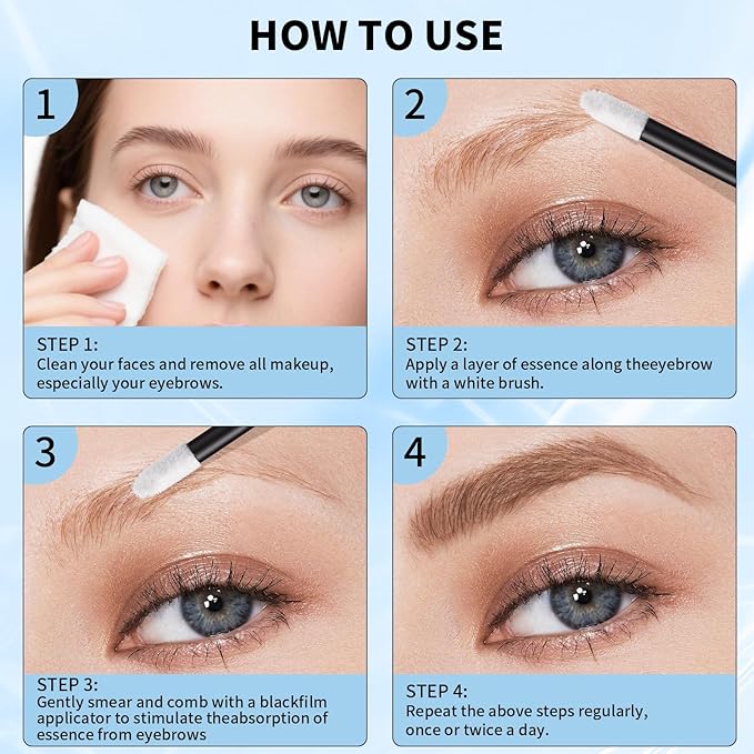 Natural Eyebrow Growth Serum To Grow Brows for Women, Fuller, Thicker, Longer Brows, 3ML Plant Extracts Enhancer, Visible Growth in 4 Weeks, Vegan & Cruelty-Free