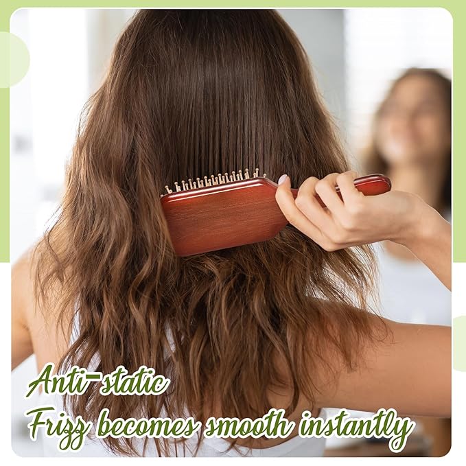 Tessco for you 12 Pcs Bamboo Hair Brushes Bulk Wooden Paddle Brush Scalp Massage Bristle Anti Static Engraving DIY Gifts for Women, Party, Wedding(9.65'' X 3.35'',Deep Brown-black)