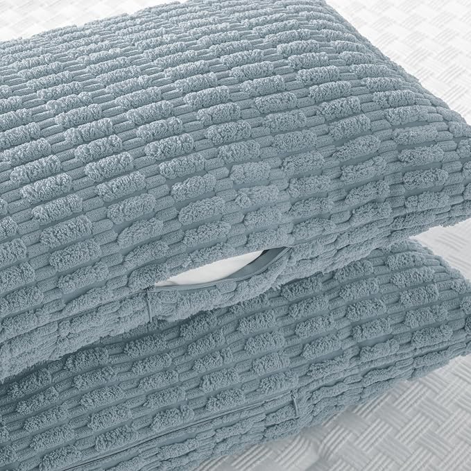Fancy Homi Decorative Throw Pillow Covers for Bed Couch Bedroom Bench, Soft Corduroy Solid Pillow Case, Rustic Farmhouse Boho Room Decor,54" x 20" (Pack of 1),Light Blue