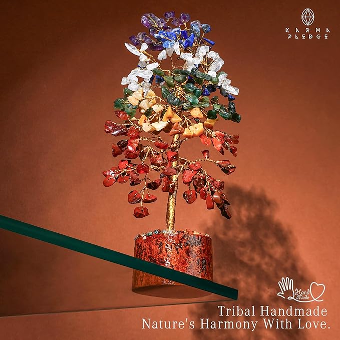 7 Chakra Healing Crystal Tree of Life for Manifestation, Handmade Crystal Tree for Good Luck, Positive Energy, Reiki, Home Office Room Wall Decor, Unique Birthday Gift for Women, Men, Mom & Dad
