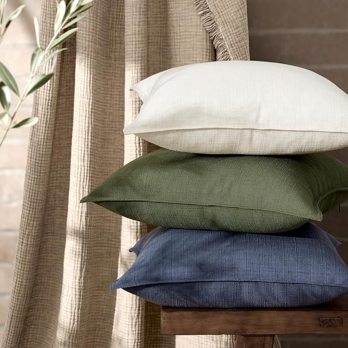 MIULEE Decorative Thick Textured Lumbar Pillow Cover 14x36 in Natural Beige | 1 Pack, Long Linen Blend Body Pillow Cover, Flange Edge Design, Farmhouse Modern Boho Style, Bed Couch Living Room Decor