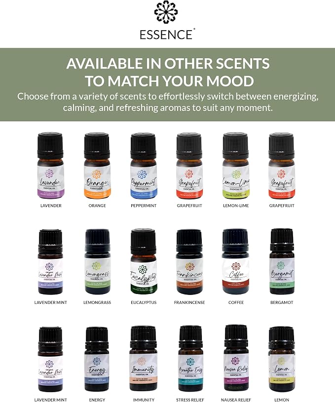 Essence Pearl Travel Case | Lemongrass Essential Oil | Aromatherapy Nasal Diffuser & Essential Oil Carrying Case | Refreshing Lemongrass Scent | Travel-Friendly Kit | Black Pod