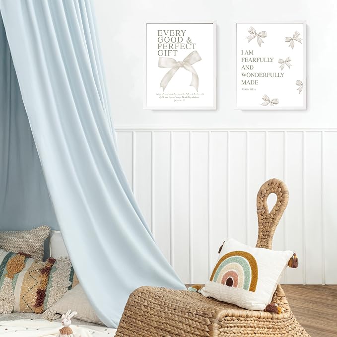 LARTSFRO Coquette Beige Bow Christian Wall Art Decor Posters, Beige Bow Christian Room Bedroom Bathroom Dorm Wall Art Decor Aesthetic for Women College Teen Girls Gifts, Inspirational Bible Verses Bow Wall Decor, 10x8 Inch Set of 4 Pcs Bow Pictures (UN...