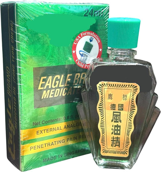 1 Pack - Green Essential Oil - 1 Chai Dau Xanh Con O - 24 mL per Bottle - Product of Singapore