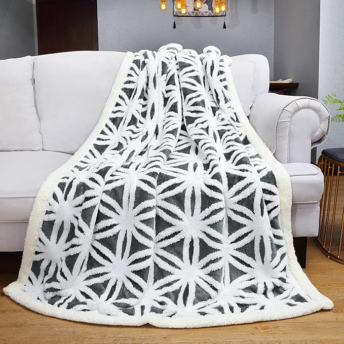 LOMAO Sherpa Fleece Blanket Gifts for Mom Dad Cozy Soft Throw Blanket for Women Men Birthday Gifts Dual Sided Couch Sofa Bed Blanket (Dark Grey, 60''x80'')