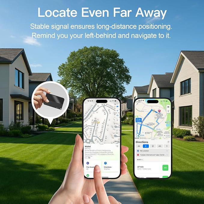 2026 Apple MFi Certified Wallet Tracker Smart Card for Find My iPhone Ultra Thin Air Tracker Tag for Travel, 5 Years+ Staying Power, IP69 Waterproof, Key Finder & Item Locator for Keys, Bags, Passport