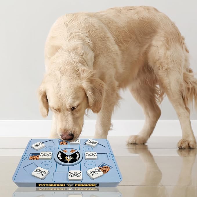 Pets First NHL Pittsburgh Penguins Large Puzzle Toy, New Size, Interactive Dog Treat & Slow Feeding Toy